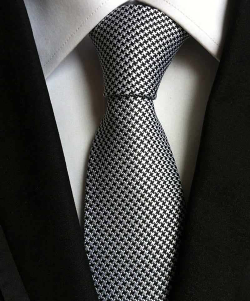 Secdtie Men's Classic Solid Color Ties Soft Business Casual Attire Suit Neckties (One Size, Silver Black) - Image 2